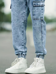 Men's Distressed Cargo Jeans Casual Street Style