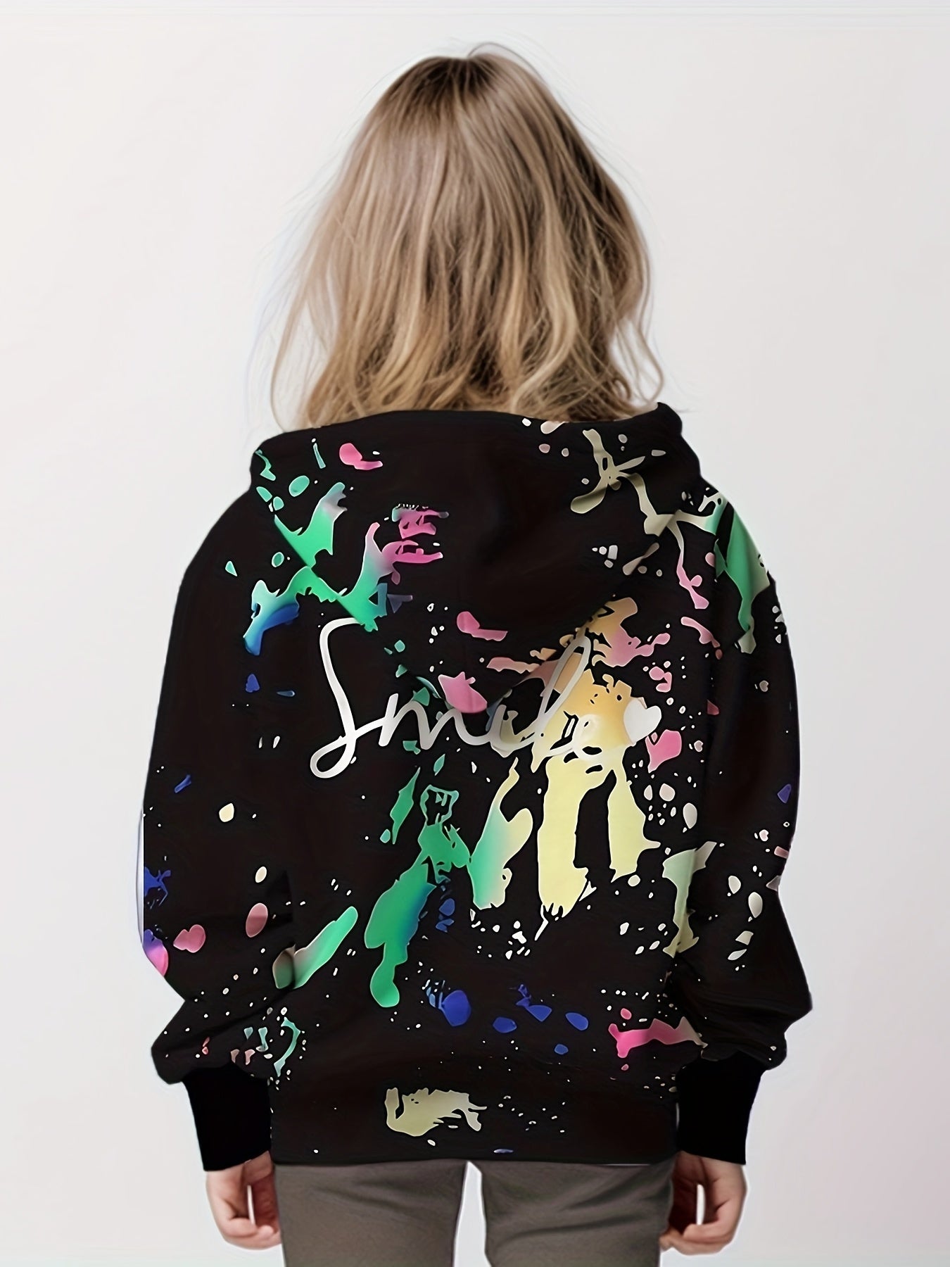 Tie Dye Graffiti Hoodies Girls Comfy Hooded Pullover Spring Fall