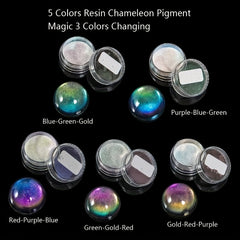 5Pcs Chameleons Pigment Mirror Rainbow Epoxy Resin Glitter Jewelry Making