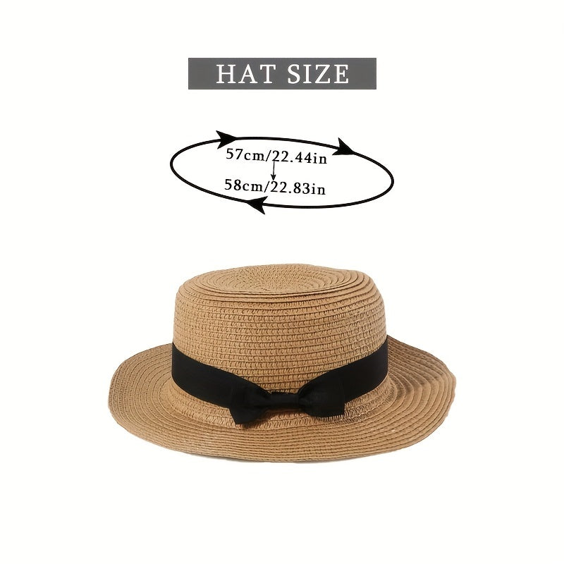 Bow Tie Straw Hat For Women Ladies Chinese Year Christmas For Her