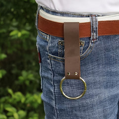 Heavy-Duty Brown Leather Tool Belt with Tool Holder