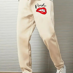Men's Red Drawstring Joggers Breathable Loose Fit Pants
