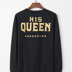 Letter and Star Print Crew Neck Sweatshirt