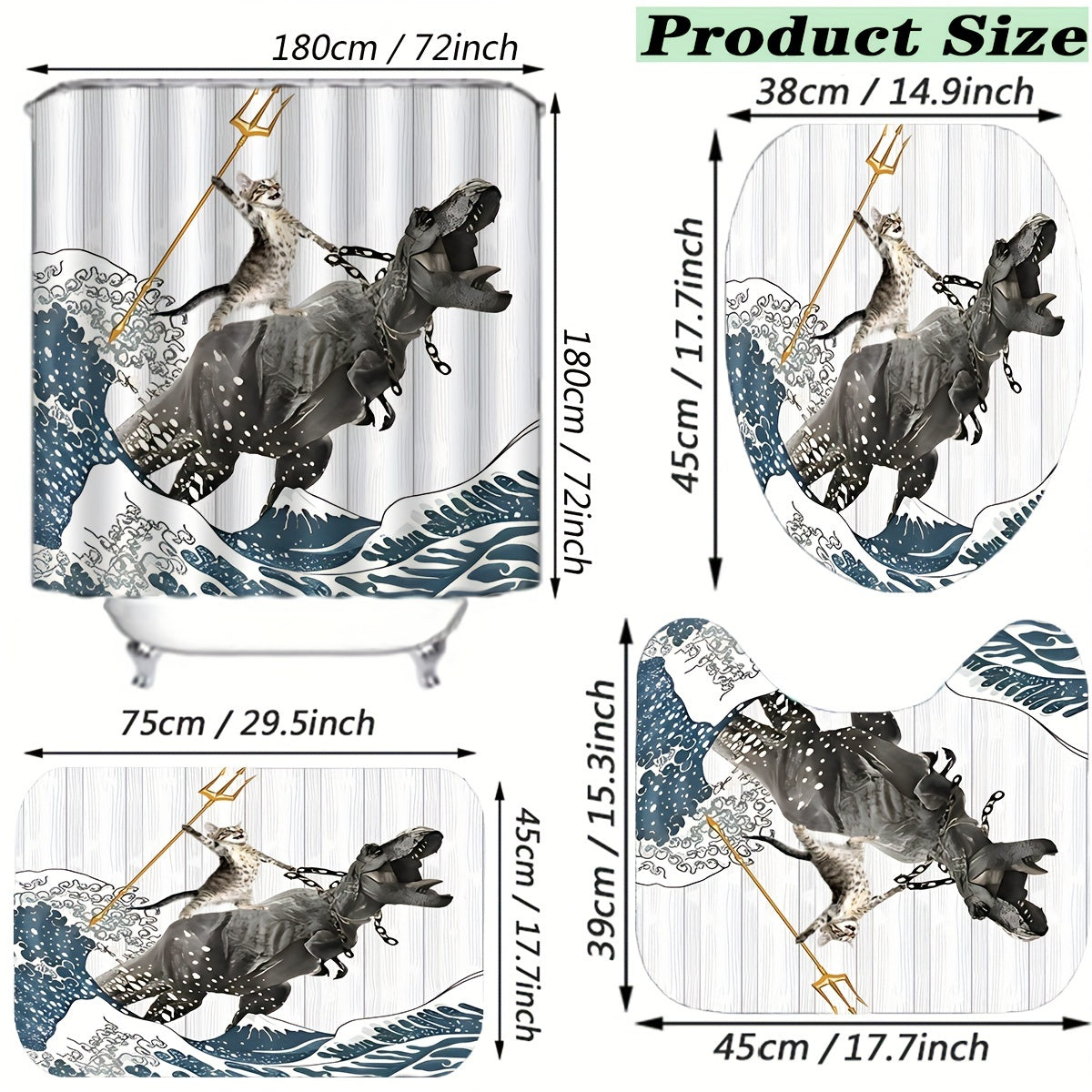 Funny Cat Bathroom Set Shower Curtain & Floor Mat