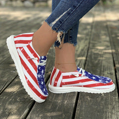 Patriotic Lace Up Boat Shoes for Women - Stylish and Comfortable