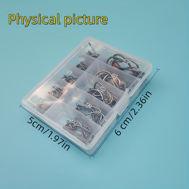 100pcs Stainless Steel Fish Hooks & Storage Box Fishing Accessories