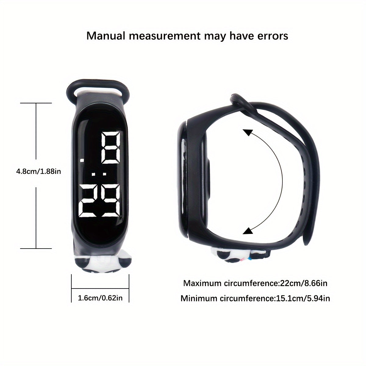 3pcs Panda Cartoon Kids' Electronic Watch Digital Display TPU Band Perfect Gift
