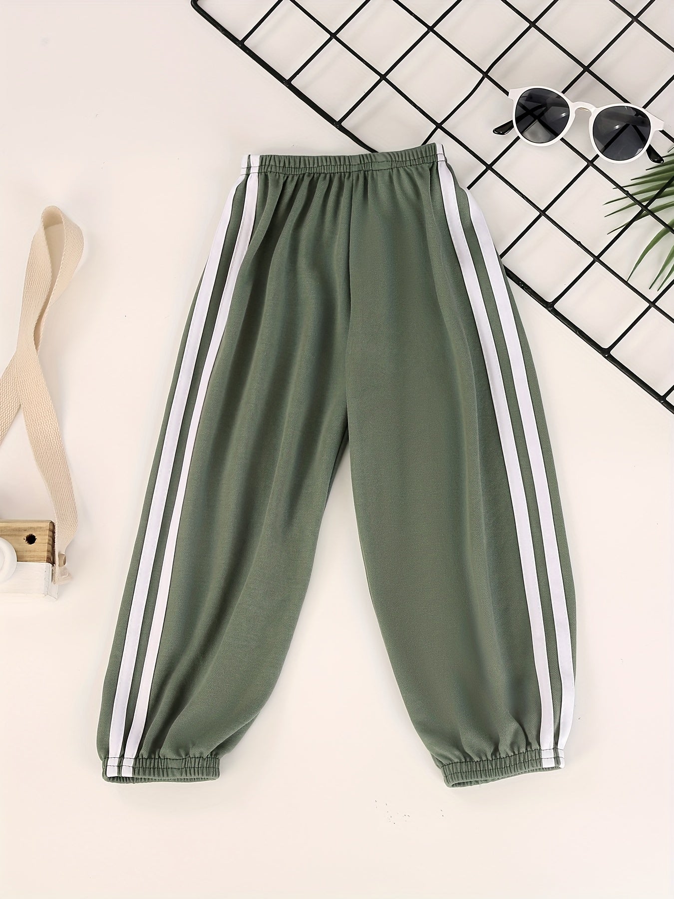 Boys Contrast Tape Sweatpants Thin Jogger Pants