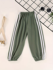 Boys Contrast Tape Sweatpants Thin Jogger Pants