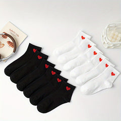 10 Pairs Heart Print Socks - Women's Stockings