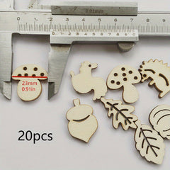 20pcs Wooden Animal Shapes for Crafts Painting Decorating