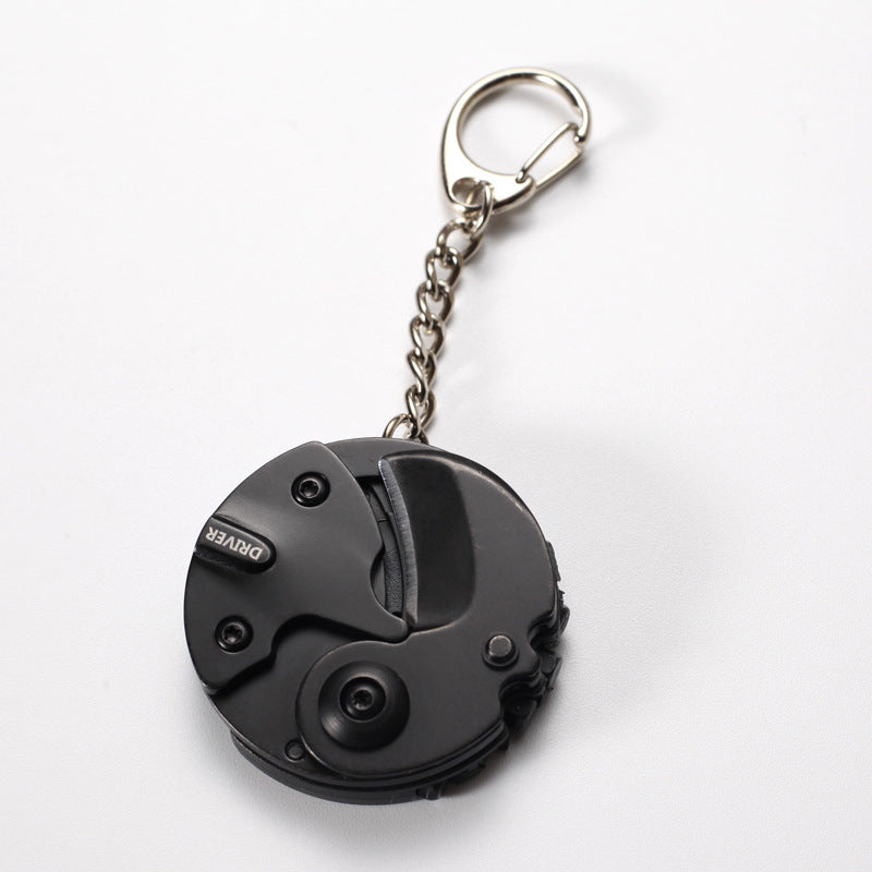 Men's Stainless Steel Keychain with Coin Holder