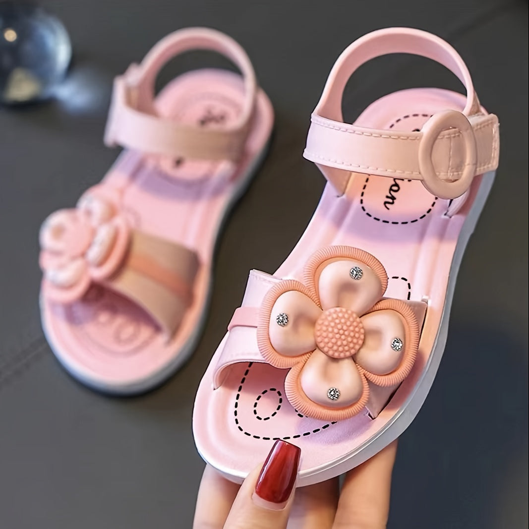 JIAGEYA Girl's Sandals Flower Pattern Comfy Casual Shoes