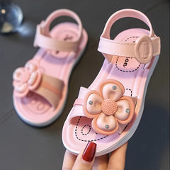 JIAGEYA Girl's Sandals Flower Pattern Comfy Casual Shoes