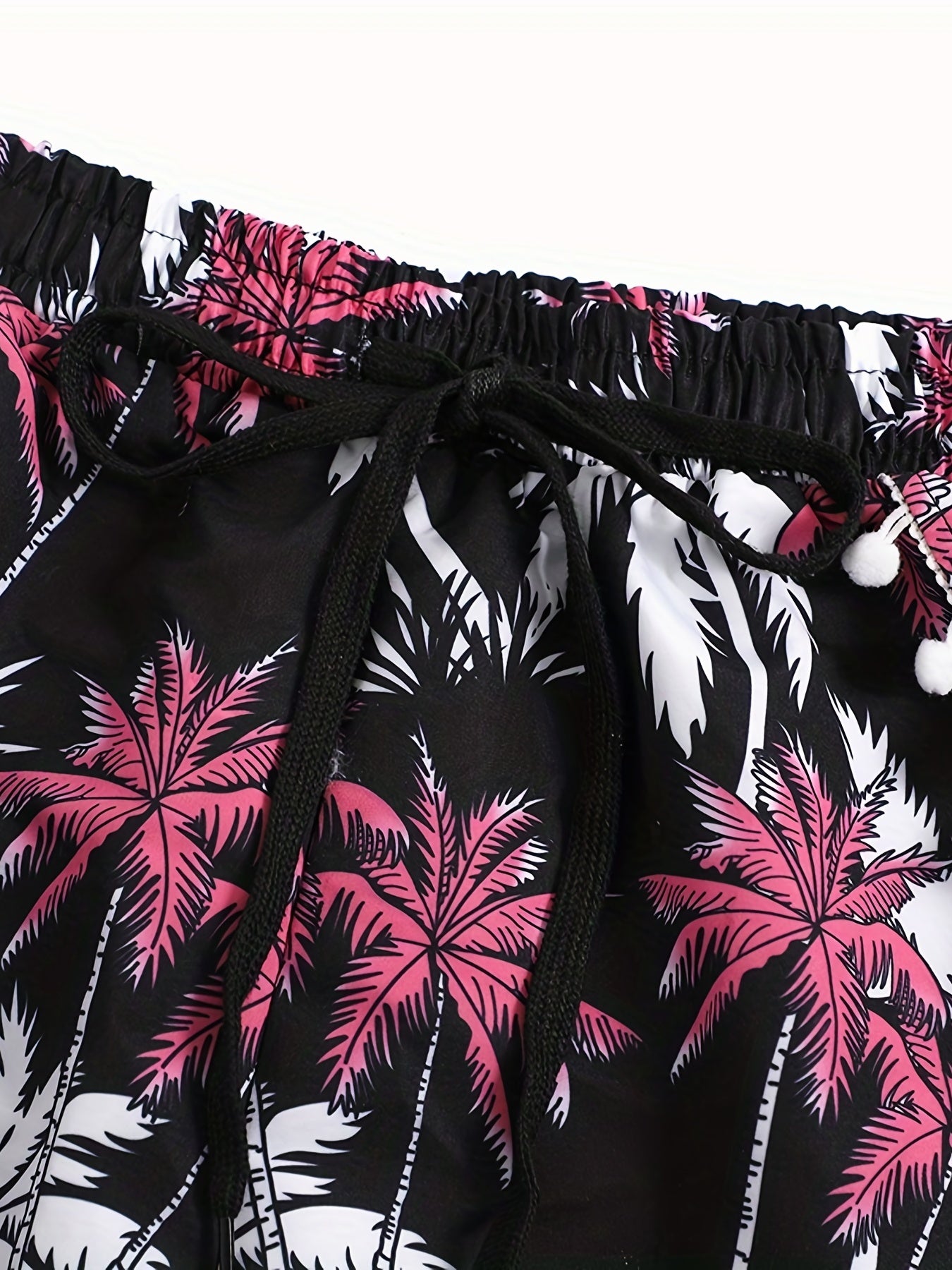 Coconut Tree Print Bow Knot Front Plus Size Vacay Shorts Women's Plus