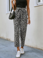Leopard Print Cropped Pants Women's Clothing