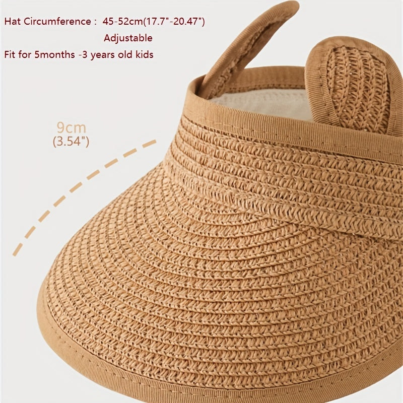 Summer Folding Straw Hat For Baby Adjustable Casual Sun Hat For Boys And Girls