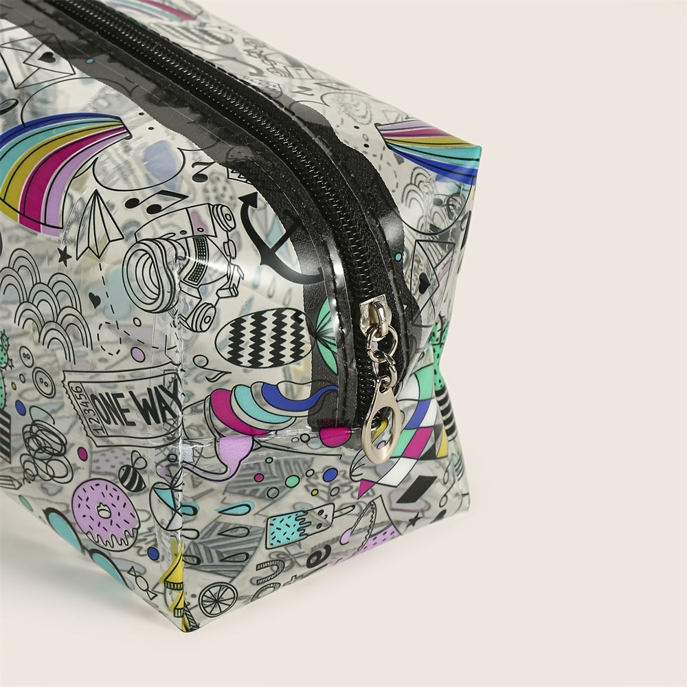 Cartoon Pattern PVC Makeup Bag Toiletry Bag Adorable Roomy Cosmetic Purse