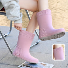 Women's Waterproof High Tube Rain Boots Solid Non slip Outdoor Rain Boots