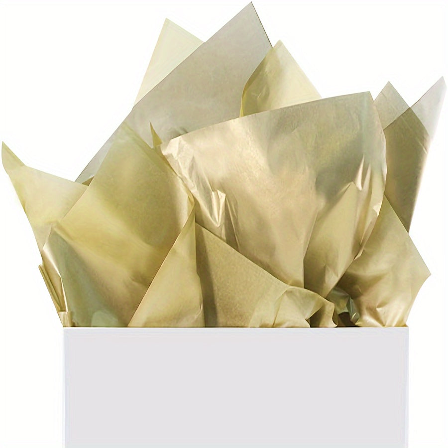 40 Metallic Golden Tissue Paper Sheets for DIY Crafts, Pack Bags, 49x53x69.85 cm