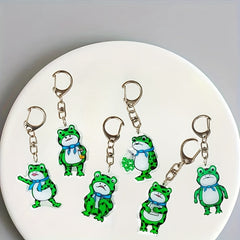 6pcs Big Eye Frog Keychain Bag Accessories Gift For Boys And Girls