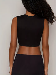 Ribbed Squared Neck Crop Top Sexy Summer
