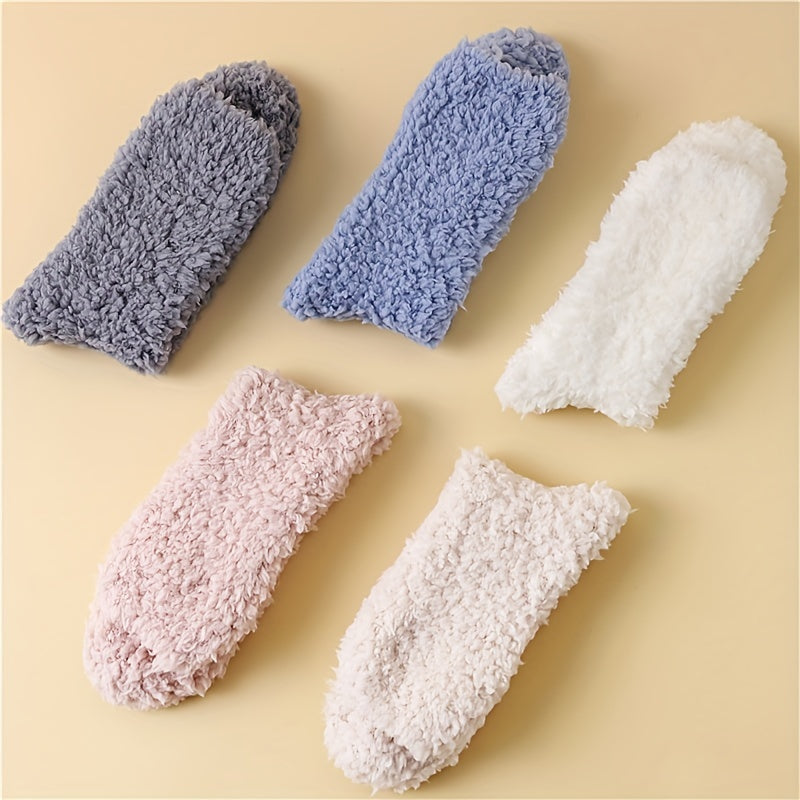 5 Pairs Warm Fuzzy Socks Mid Tube Women's Stockings
