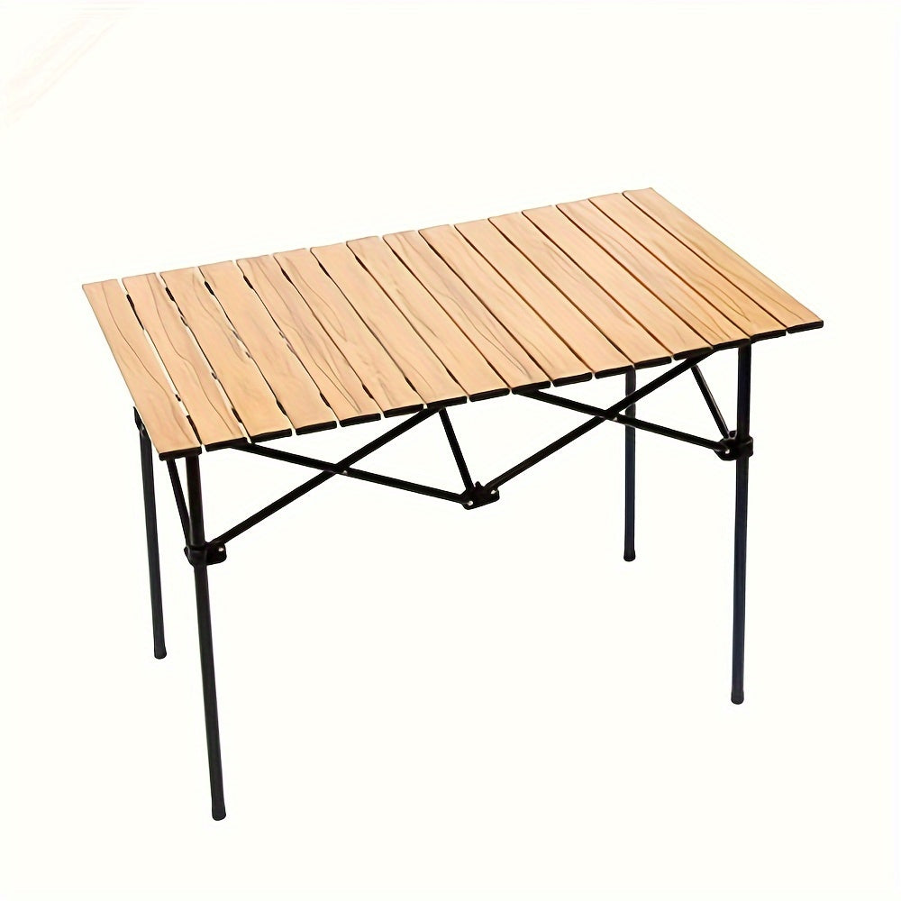 Portable Foldable Wood Grain Aluminum Table for Picnic BBQ Camping