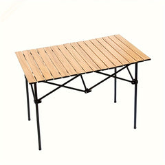Portable Foldable Wood Grain Aluminum Table for Picnic BBQ Camping