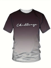 Men's Letter Print Sports T shirt Casual Stretch Tee