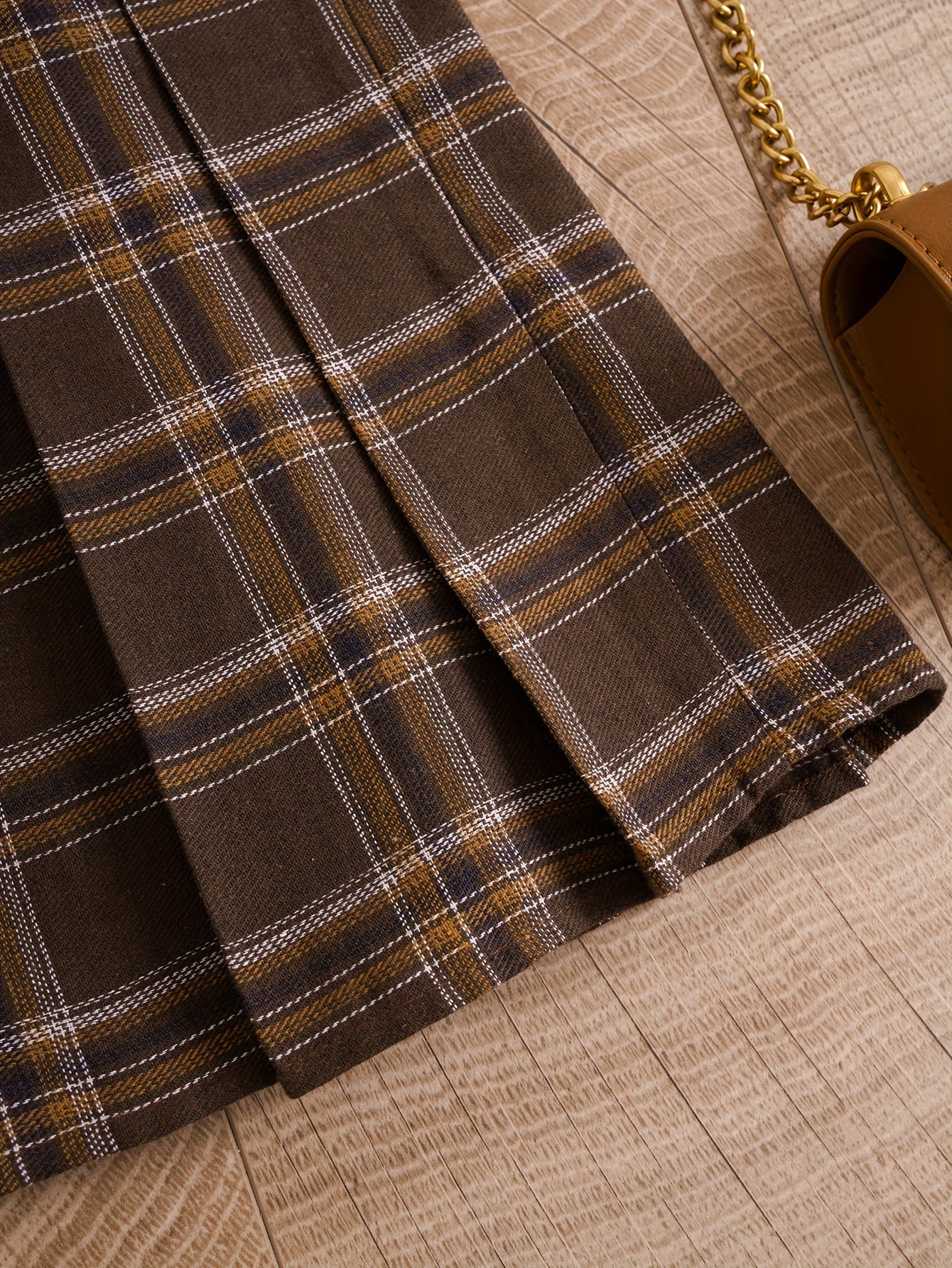 Plaid Print Pleated Skirt Casual Mini Skirt Women's Clothing