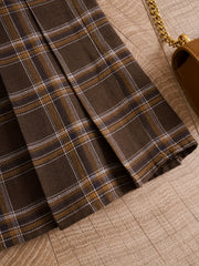 Plaid Print Pleated Skirt Casual Mini Skirt Women's Clothing