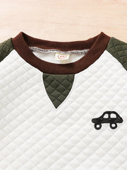 Little Boys 2pcs Set Long Sleeve Round Neck Block Top Pants