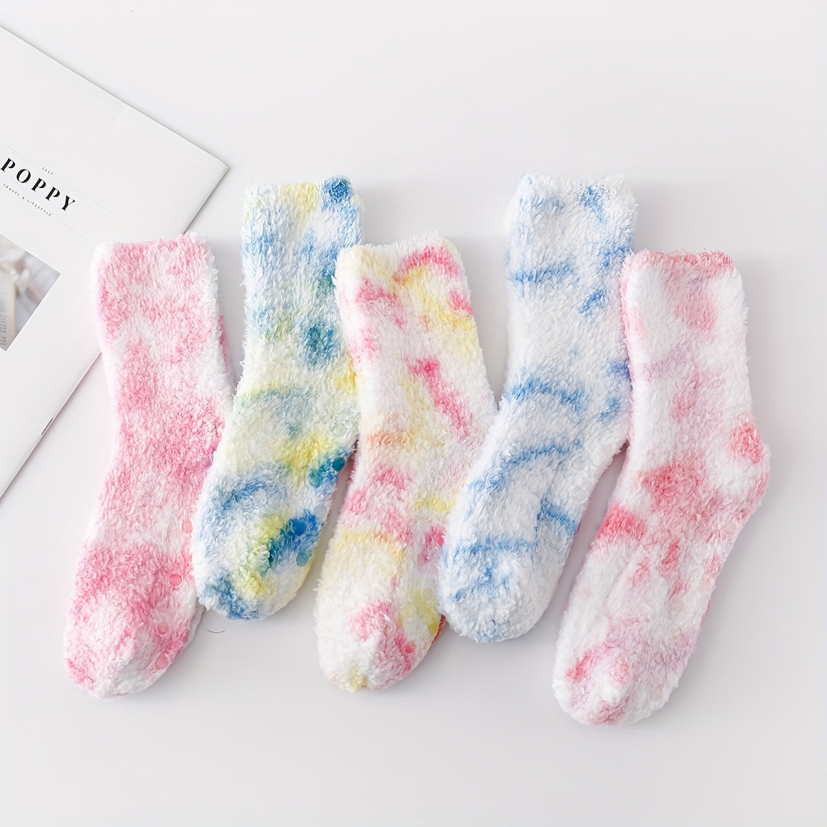 Tie Dye Print Fuzzy Socks Women's Stockings