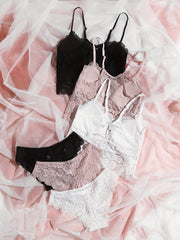 Floral Lace Bra & Panties Set Wireless Lingerie Women's Underwear