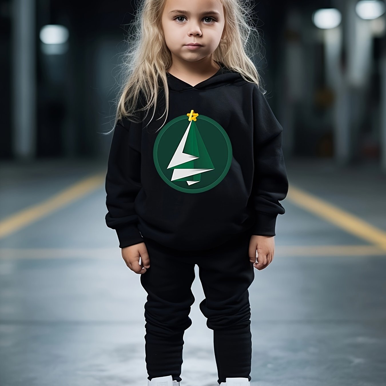OERYUI Casual Christmas Tree Print Outfits 2pcs Girls Hoodies Jogger Pants Set