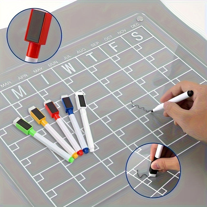 2pcs Acrylic Magnetic Calendar for Fridge | Reusable Whiteboard Planner