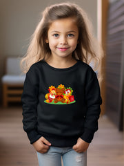 Cartoon Christmas Bear Graphic Crew Neck Long Sleeve Sweatshirt