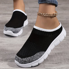 Women's Round Toe Woven Slip on Sneakers Lightweight Slipper Outwear
