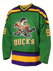 Men's Ducks Pattern Hockey Jersey Long Sleeve V Neck Tee