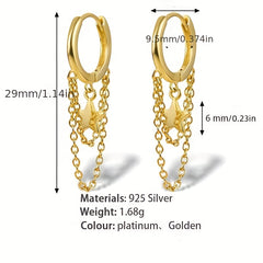 S925 Silver Tassel Star Chain Earrings for Girls