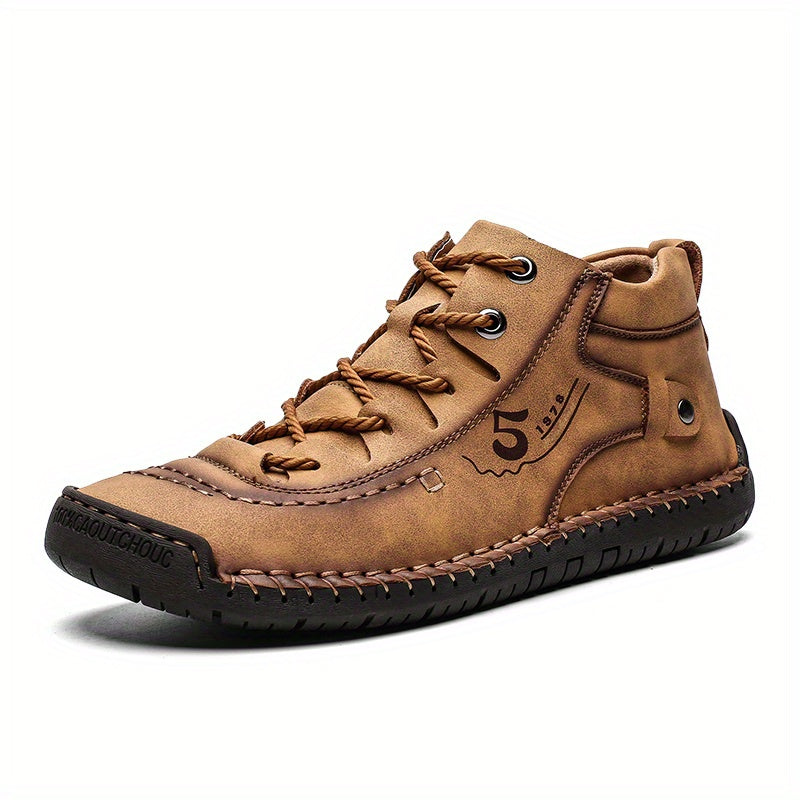 Men's Stitching Non Slip Ankle Boots Lace Up Walking Shoes