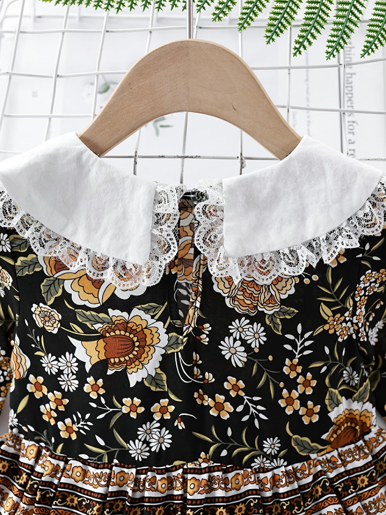 Baby Girls Floral Dress with Long Sleeve and Doll Collar