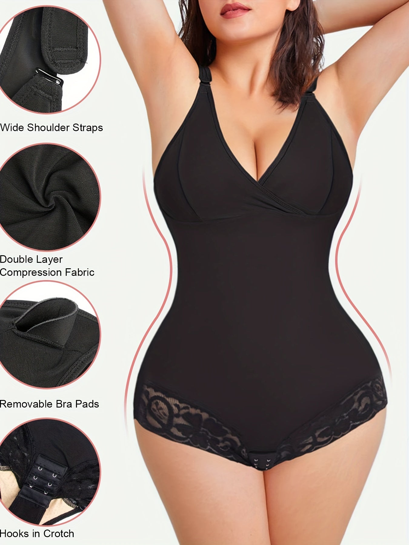 Lace Shaping Bodysuit Tummy Control Butt Lifting Body Shaper