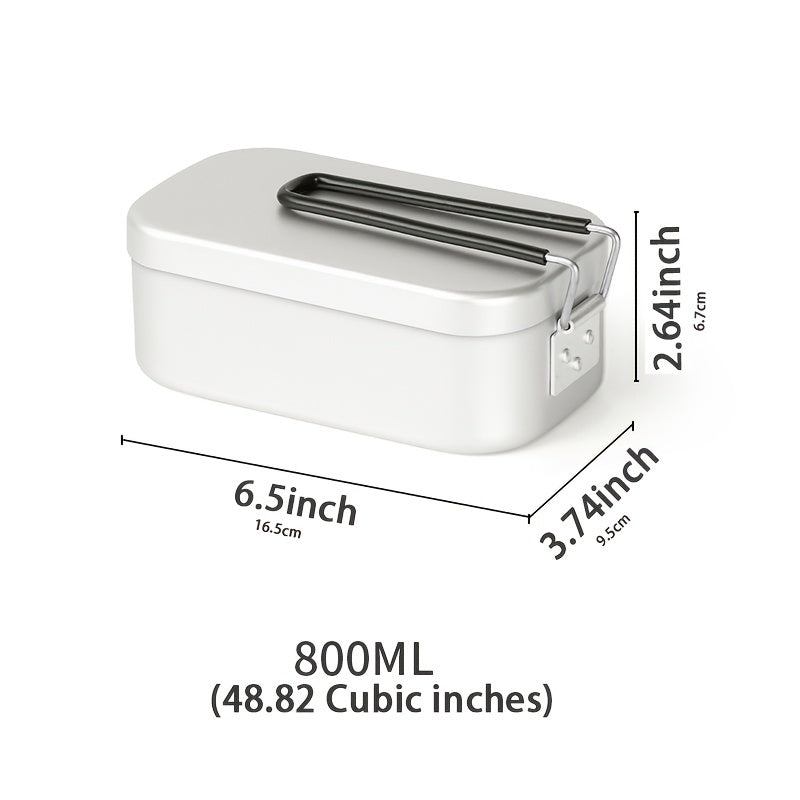 Aluminum Lunch Box with Stainless Steel Picnic Set for Outdoor Dining