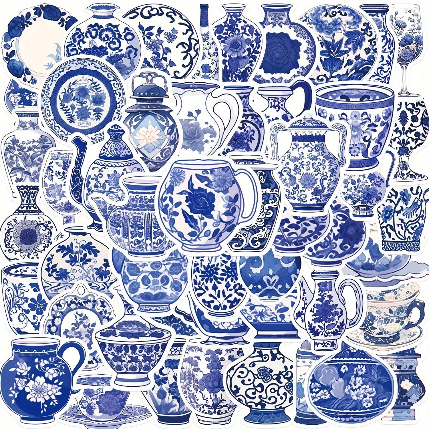 50pcs Cartoon & Porcelain Phone Case Stickers Waterproof DIY Decals