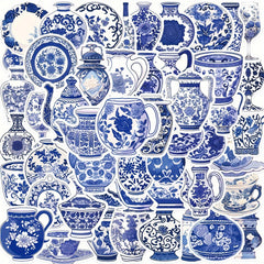 50pcs Cartoon & Porcelain Phone Case Stickers Waterproof DIY Decals