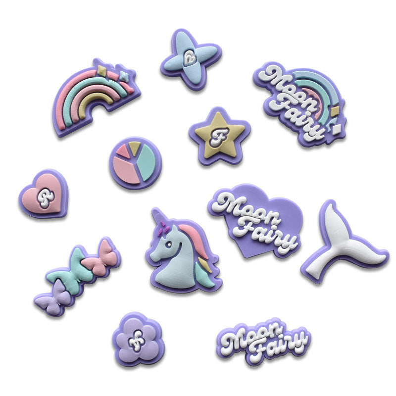 12pcs Purple Unicorn Shoe Charms For Clogs Jigs Sandals