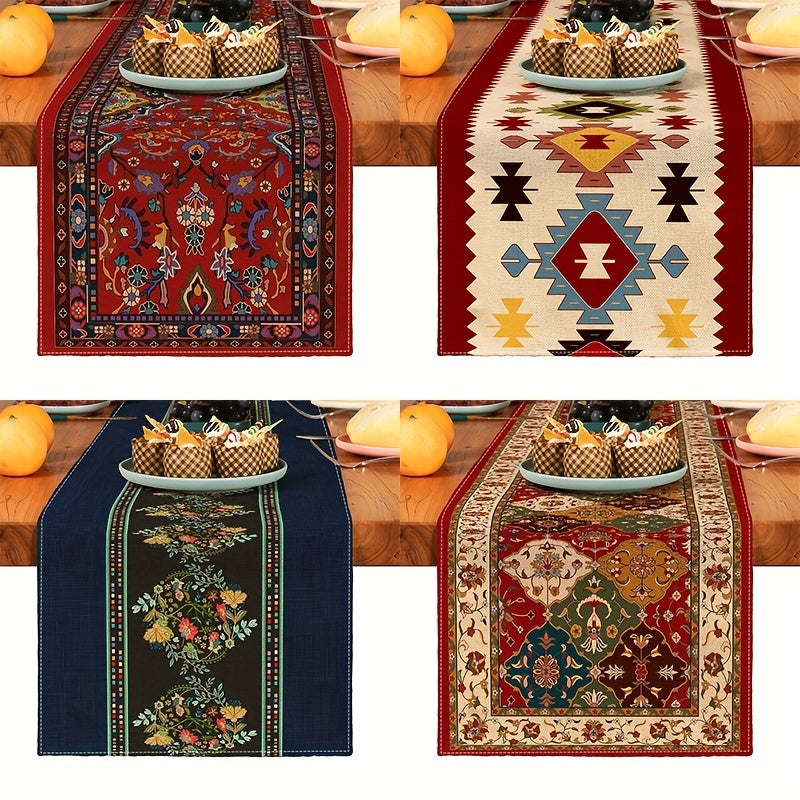 Bohemia Geometry Table Runner Linen for Holiday Party Decor