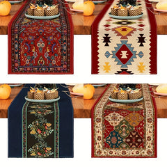 Bohemia Geometry Table Runner Linen for Holiday Party Decor